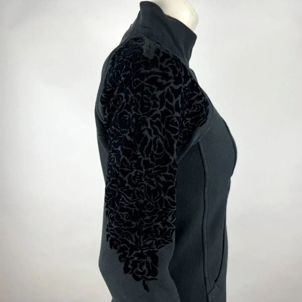 Lululemon Floral Flock Pullover Women 4 Long Sleeve Cotton Terry Sweater Pockets